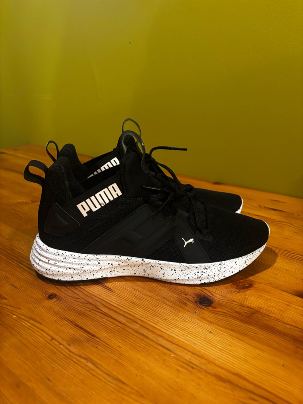 Puma Black Knit High-Top Sneakers with Speckled White Sole0931 - Picture 4 of 10